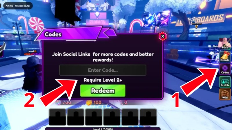 Nhập code chính xác Anime Reversal vào ô trống Nhập code chính xác Anime Reversal vào ô trống