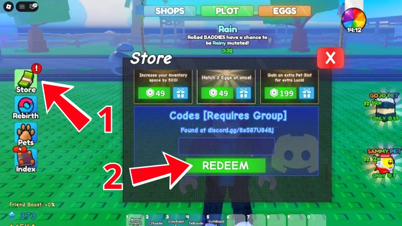 Nhập code Spin a Baddie đang hoạt động vào ô trống Nhập code Spin a Baddie đang hoạt động vào ô trống