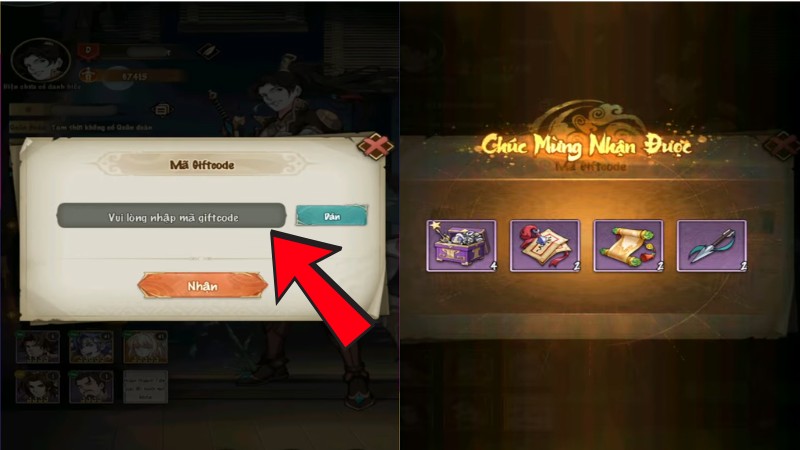 Nhập ch&iacute;nh x&aacute;c m&atilde; code Quần Anh Phong Hoa Lục