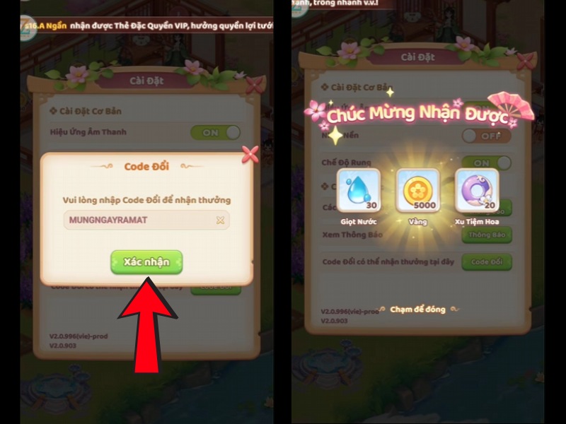 Nhập code Thế Giới Hoa Vi&ecirc;n Của T&ocirc;i