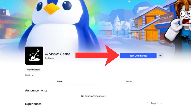 Gia nhập nhóm A Snow Game trên Roblox. Gia nhập nhóm A Snow Game trên Roblox.