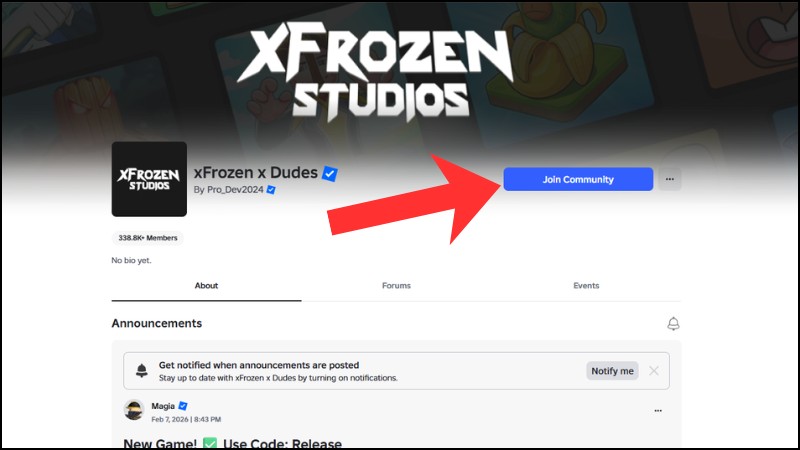 Tham gia cộng đồng xFrozen x Dudes của nhà phát triển trên Roblox Tham gia cộng đồng xFrozen x Dudes của nhà phát triển trên Roblox