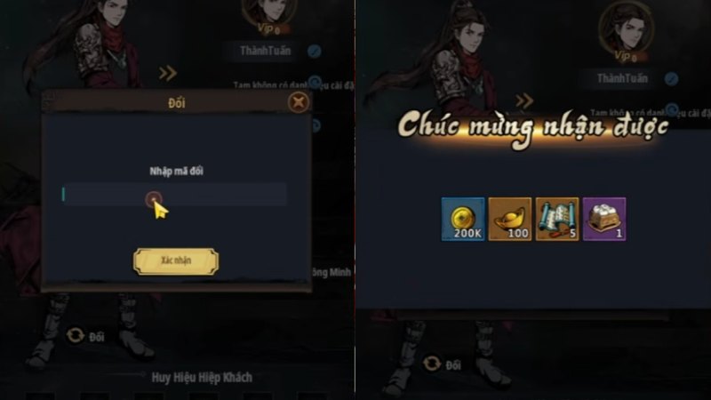 C&aacute;ch nhập code V&ocirc; Danh Giang Hồ chi tiết