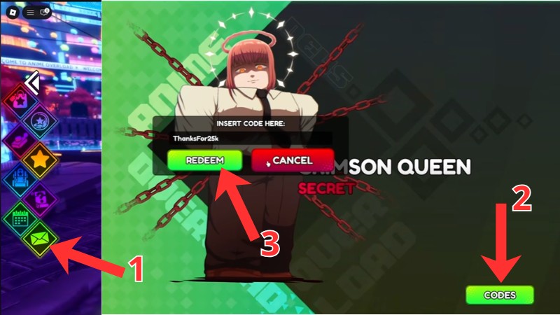 Cách nhập code Anime Overload Cách nhập code Anime Overload