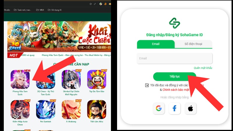 V&agrave;o website nhập code v&agrave; đăng nhập v&agrave;o game