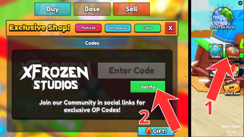 C&aacute;ch nhập code Open Sea For Brainrots 