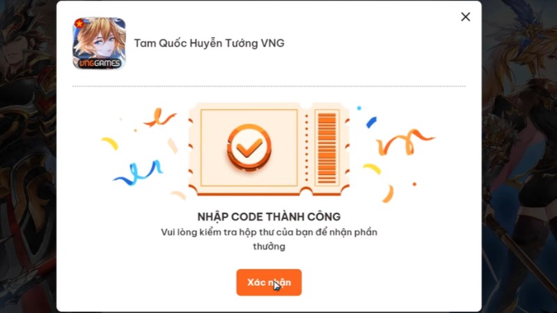 Khi màn hình hiển thị thông báo nhập mã thành công, bạn hãy chọn Xác nhận