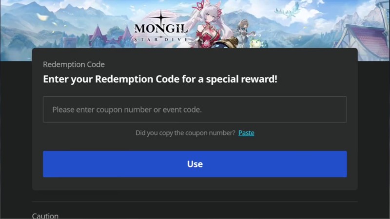 Nhập code vào ô và bấm Use