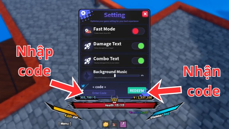 Nhập chính xác mã code còn hiệu lực vào ô trống có dòng chữ Enter Code