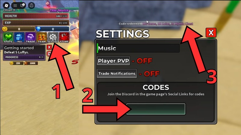 Cách nhập code Pirate Piece 