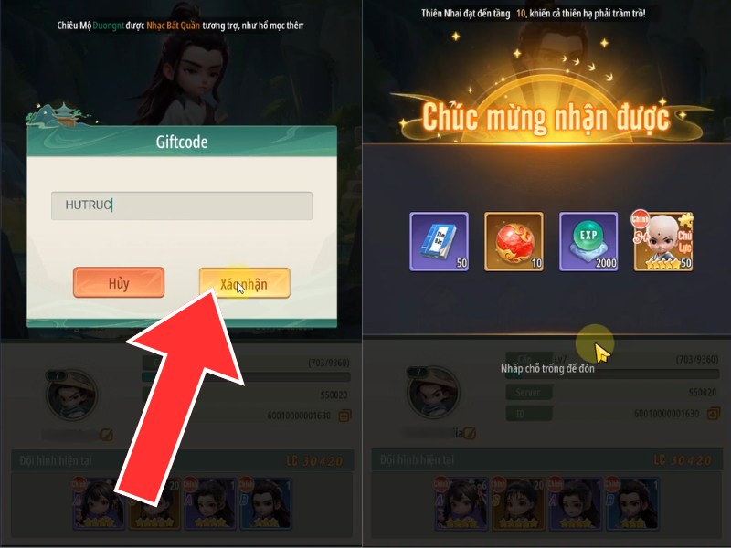 Nhập chính xác code Ta Là Cao Thủ Võ Lâm 