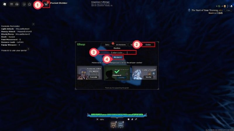 Hướng dẫn nhập code VV: Ultimatum - Mở Codes và bấm Redeem Chi tiết cách nhập code VV: Ultimatum mới nhất: mở Shop, chọn Codes, xác minh nhóm và bấm Redeem để nhận quà
