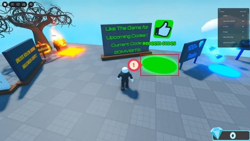 Chi tiết cách nhập code Elemental Magic Arena mới nhất: đi đến khu vực Codes trong sảnh game