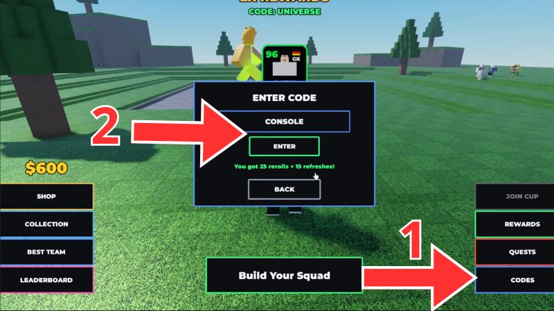Cách nhập code Build a Soccer Squad Cách nhập code Build a Soccer Squad