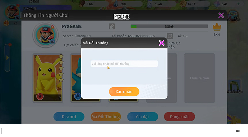 Mở Avatar hoặc Cài đặt rồi chọn mục Giftcode để nhập mã Mở Avatar hoặc Cài đặt rồi chọn mục Giftcode để nhập mã