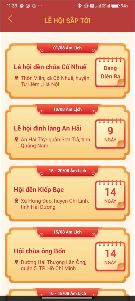 Tổng hợp sự kiện, lễ hội sắp diễn ra