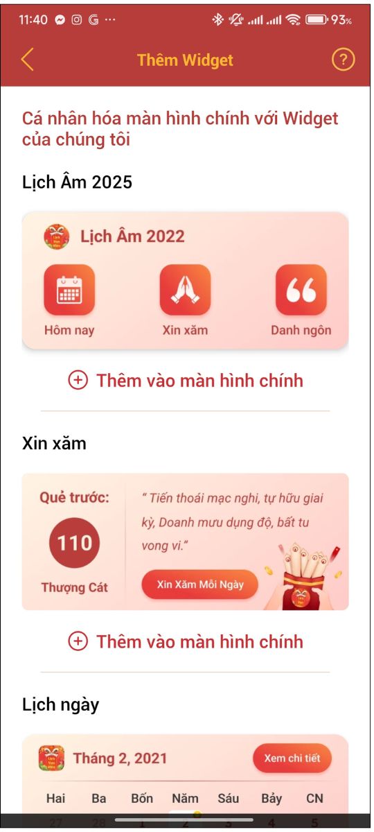 Widget v&agrave; cập nhật lịch tr&ecirc;n m&agrave;n h&igrave;nh điện thoại