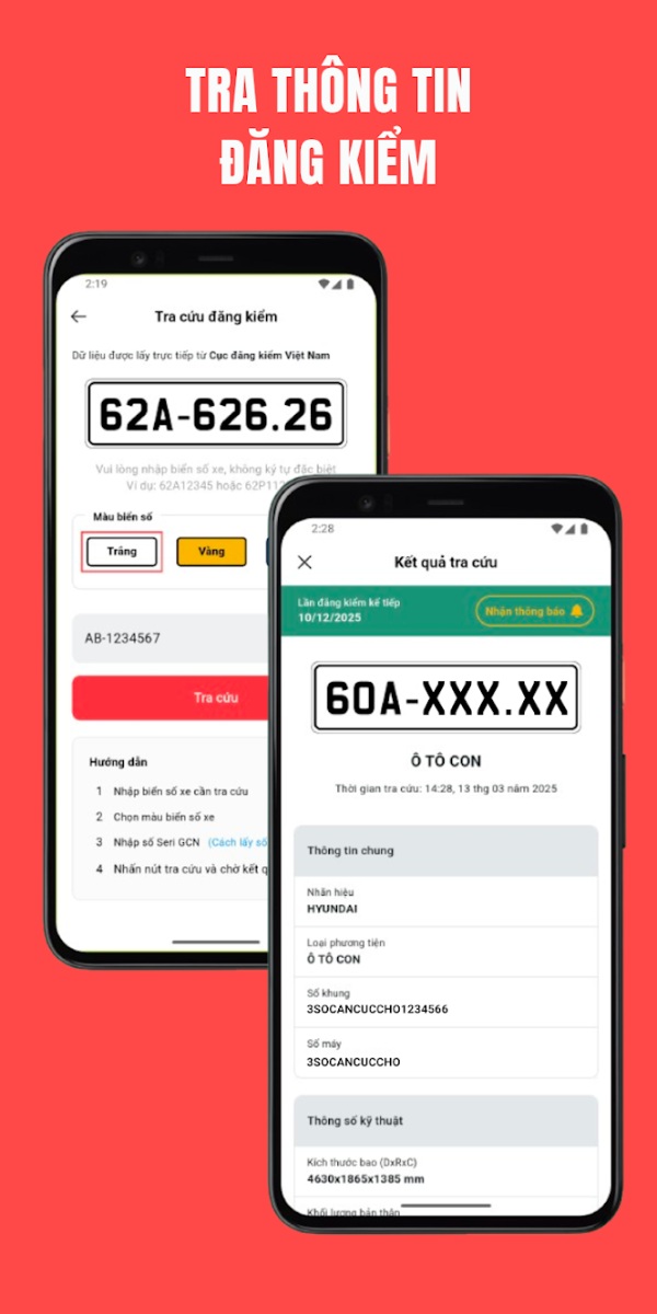 Tra thông tin đăng kiểm Tra thông tin đăng kiểm