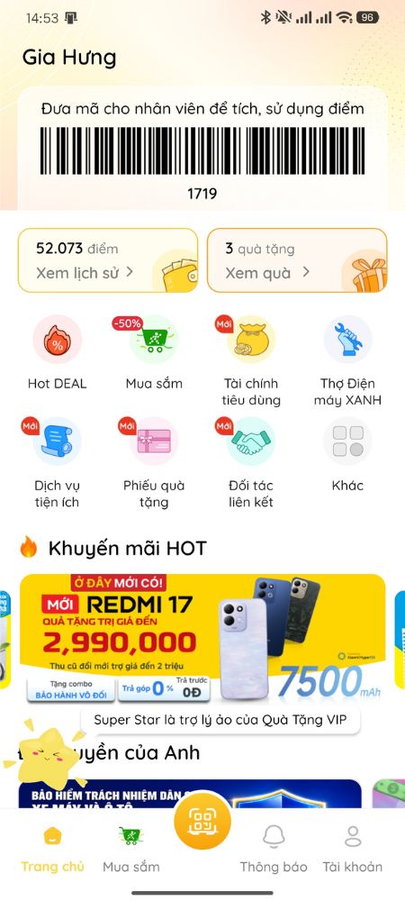 Giao diện Quà Tặng VIP Giao diện Quà Tặng VIP
