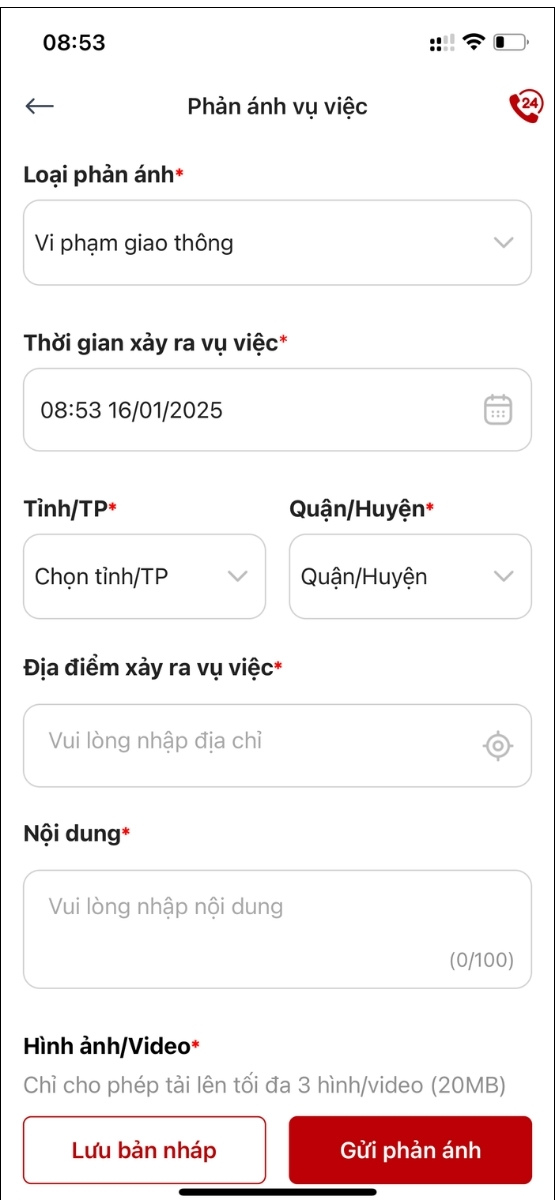 Phản ánh vi phạm Phản ánh vi phạm