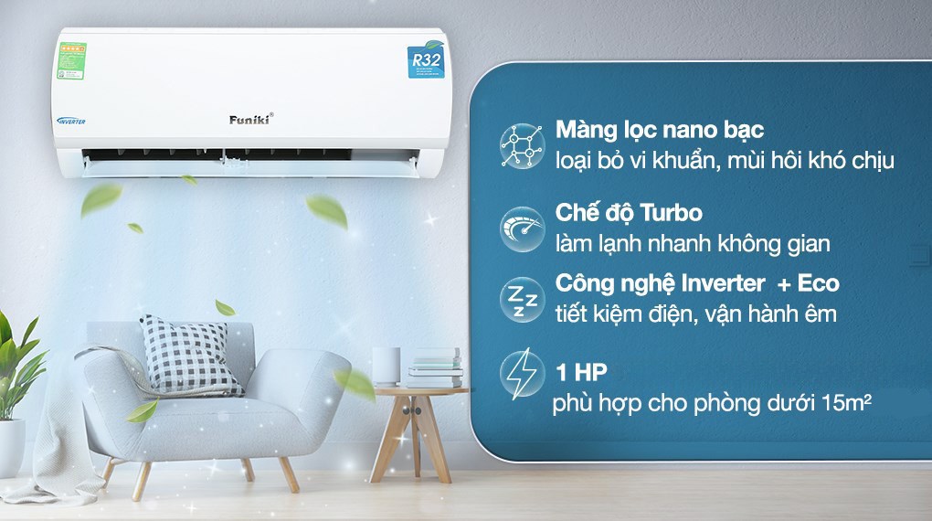 Máy lạnh 1 chiều Funiki Inverter 1 HP HIC09TMU.ST3 chuyên dụng làm mát cho khu vực khí hậu nắng nóng