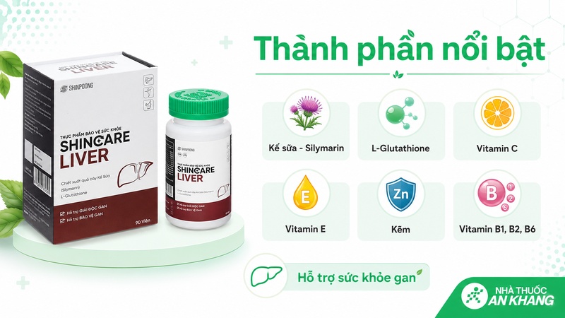 Shincare Liver chứa chiết xuất kế sữa, L-Glutathione, vitamin và khoáng chất hỗ trợ sức khỏe gan Shincare Liver chứa chiết xuất kế sữa, L-Glutathione, vitamin và khoáng chất hỗ trợ sức khỏe gan