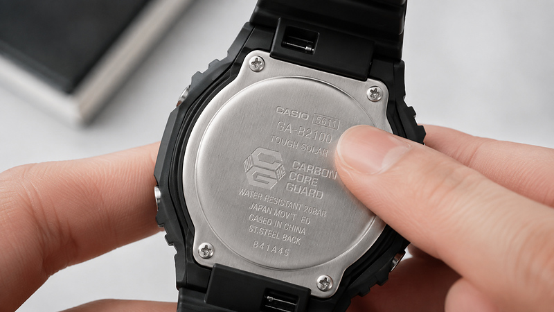 T&igrave;m module number ở mặt sau đồng hồ G-SHOCK