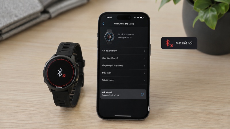 Đồng hồ Garmin đã ghép đôi nhưng bị mất kết nối Đồng hồ Garmin đã ghép đôi nhưng bị mất kết nối