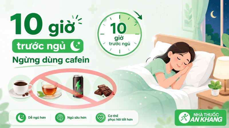 Ngừng dùng cafein khoảng 10 giờ trước khi ngủ giúp cơ thể dễ thư giãn và giảm nguy cơ trằn trọc vào ban đêm Ngừng dùng cafein khoảng 10 giờ trước khi ngủ giúp cơ thể dễ thư giãn và giảm nguy cơ trằn trọc vào ban đêm