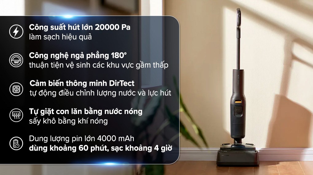 Roborock F25 ACE thiết kế không dây, tự đứng vững, có cảm biến DirTect và tự giặt sấy cuộn lăn bằng nước nóng Roborock F25 ACE thiết kế không dây, tự đứng vững, có cảm biến DirTect và tự giặt sấy cuộn lăn bằng nước nóng