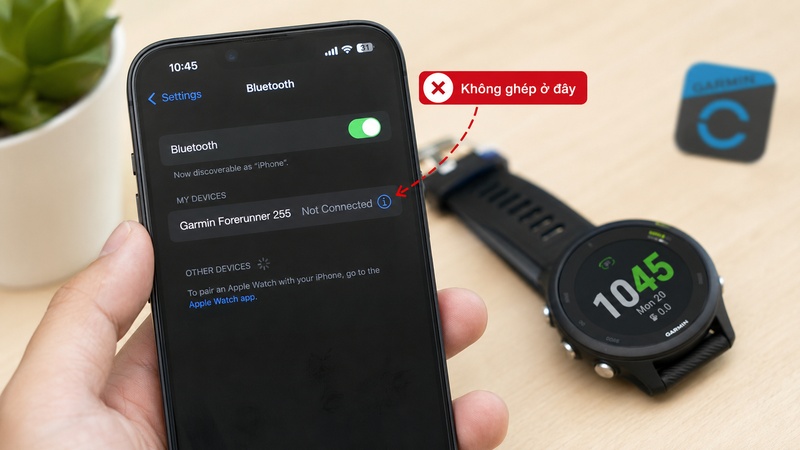 Không ghép đôi Garmin trực tiếp từ cài đặt Bluetooth Không ghép đôi Garmin trực tiếp từ cài đặt Bluetooth