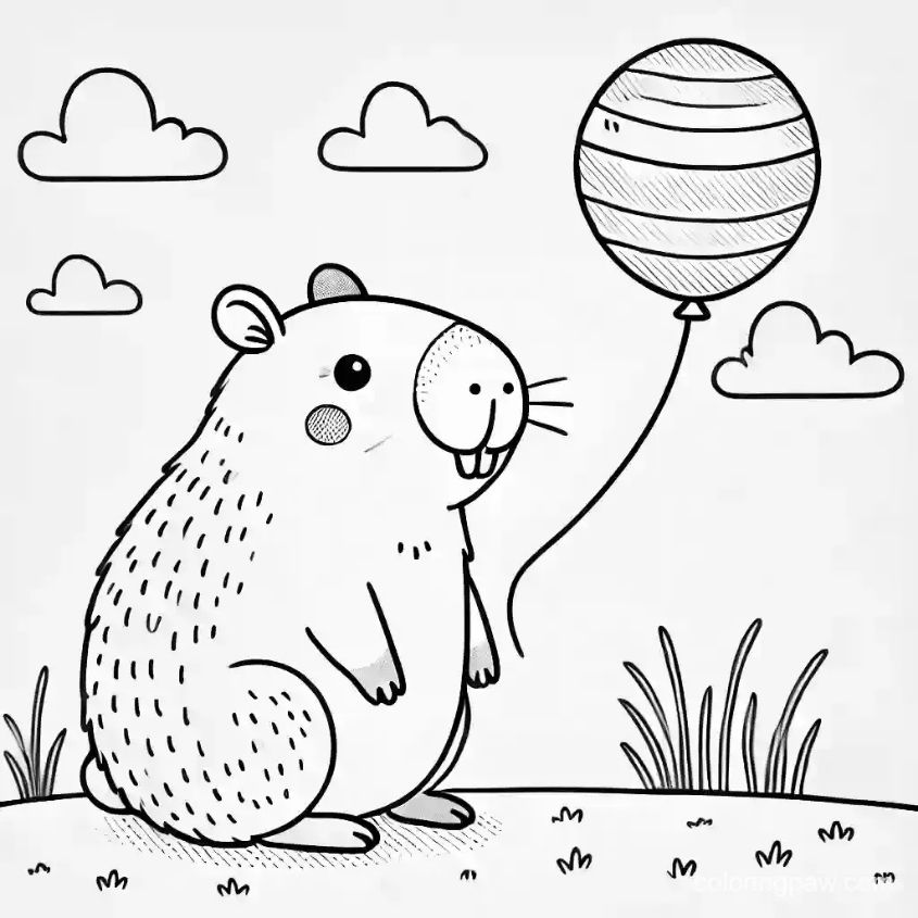 Tranh tô màu capybara chibi số 1