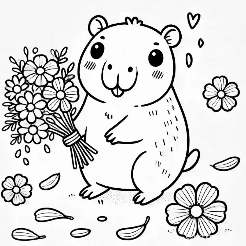 Tranh tô màu capybara chibi số 2