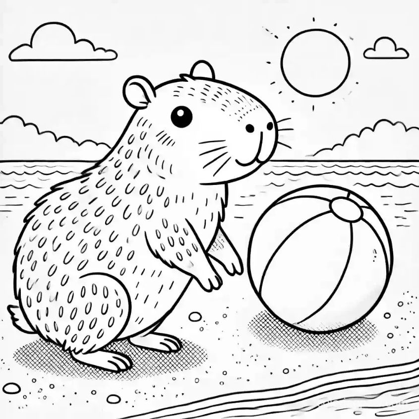 Tranh tô màu capybara chibi số 4