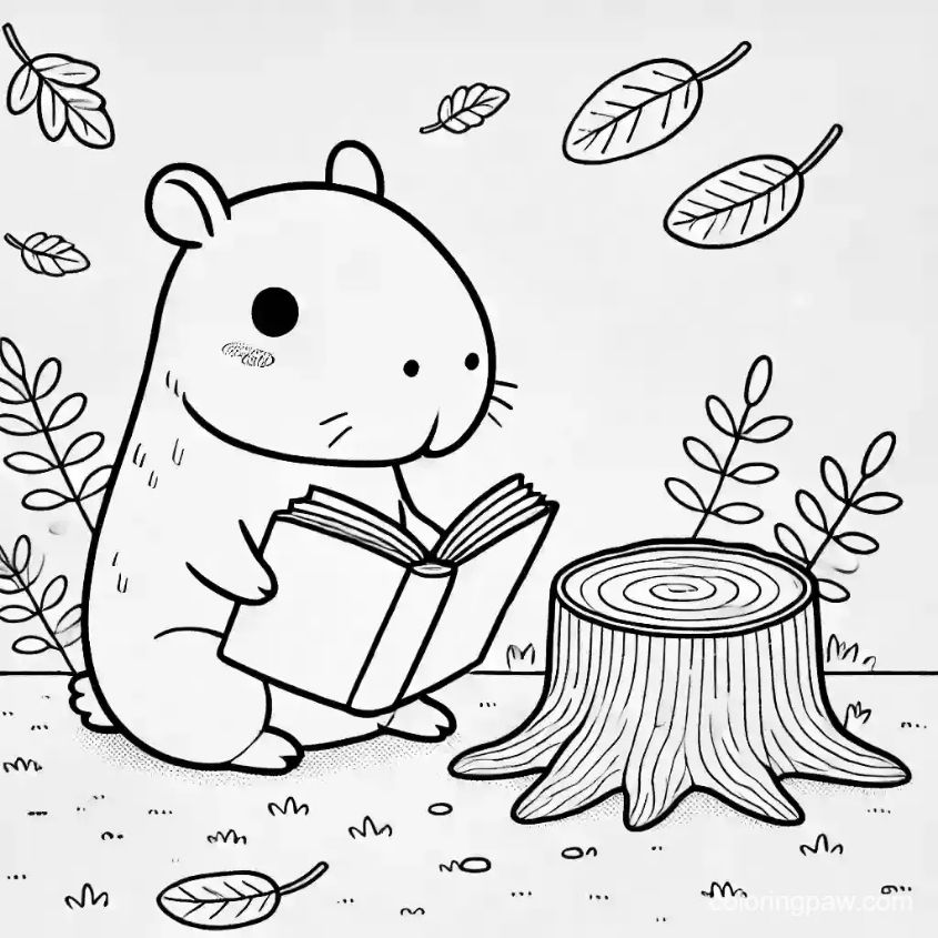 Tranh tô màu capybara chibi số 5