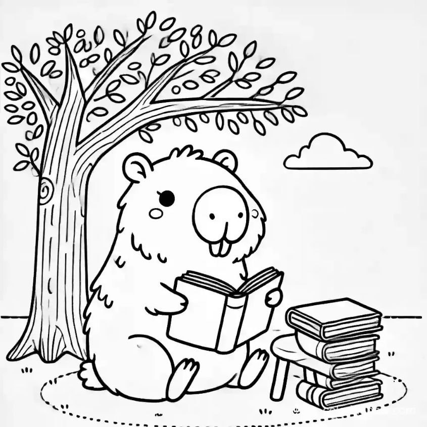 Tranh tô màu capybara chibi số 6