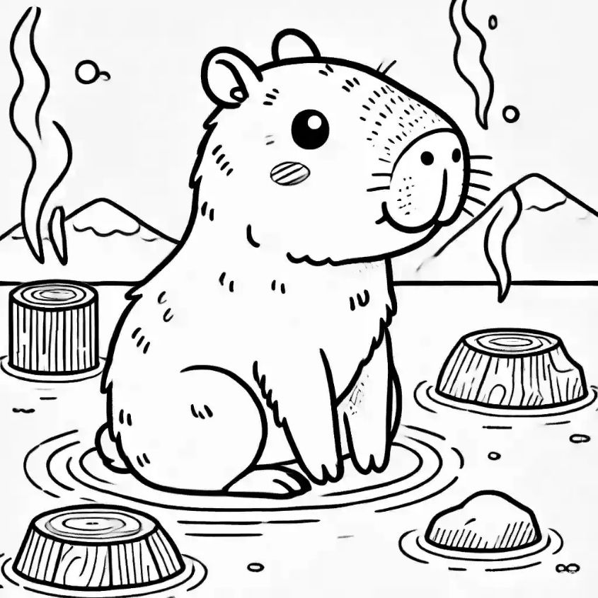 Tranh tô màu capybara chibi số 7