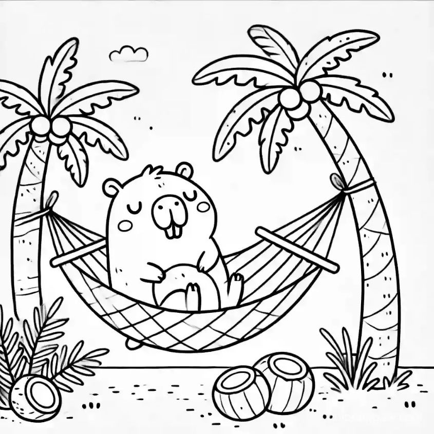 Tranh tô màu capybara chibi số 8