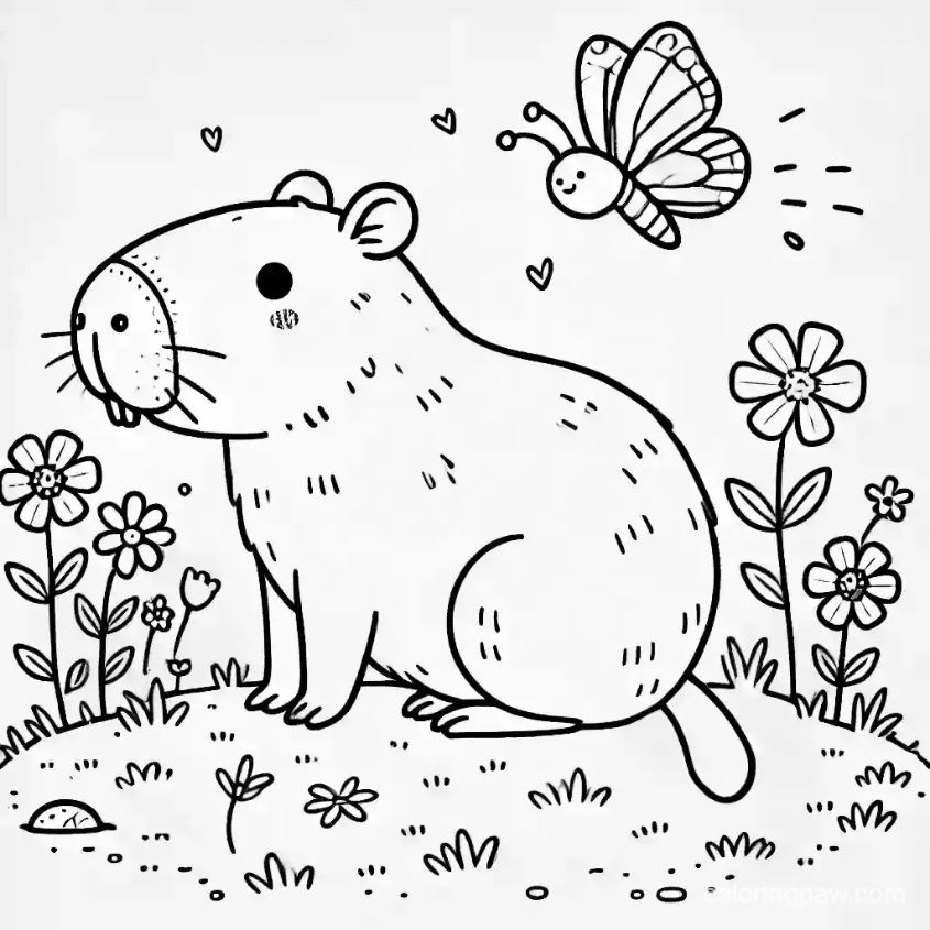 Tranh tô màu capybara chibi số 9