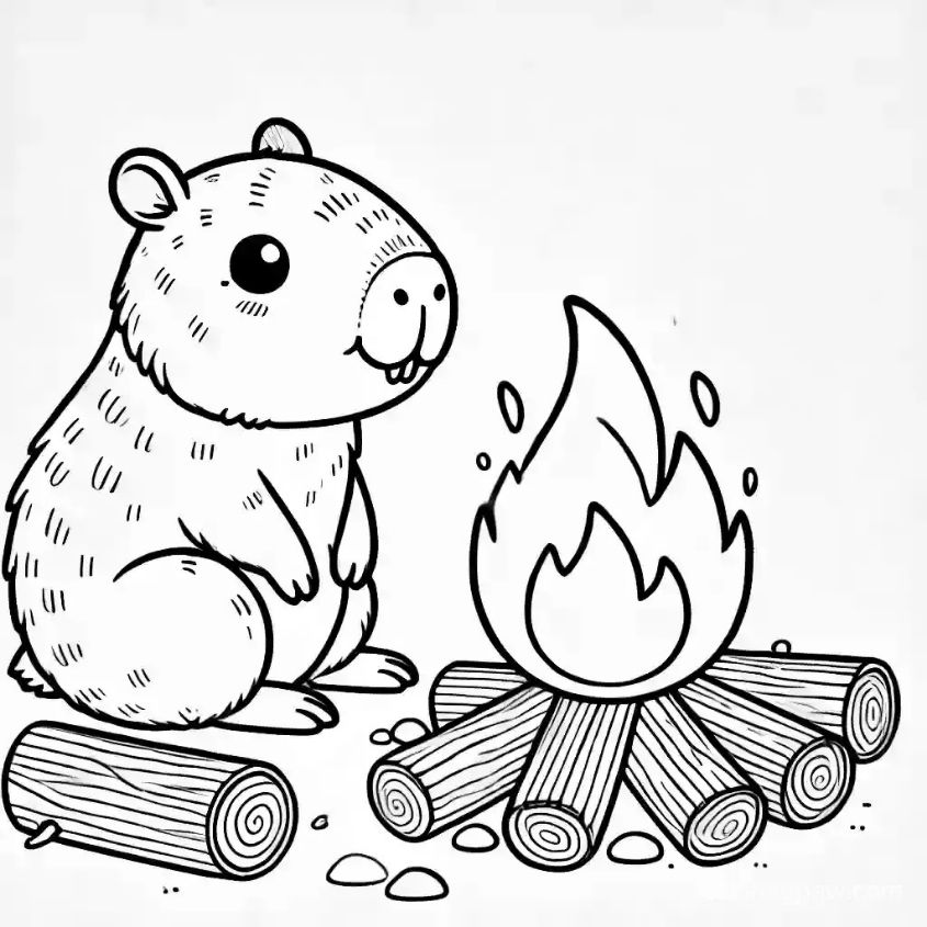 Tranh tô màu capybara chibi số 10