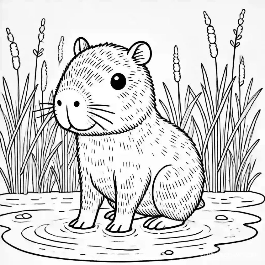 Tranh tô màu capybara chibi số 11