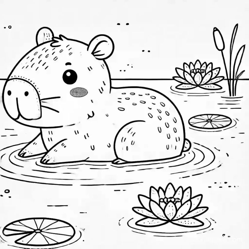 Tranh tô màu capybara chibi số 13