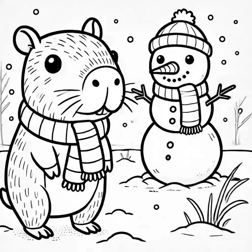 Tranh tô màu capybara chibi số 14