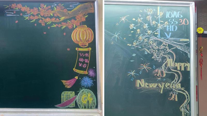 Vẽ bảng trang trí Tết đẹp