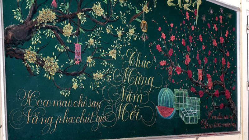 Vẽ bảng trang trí Tết đẹp