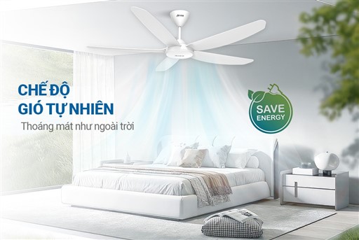 Quạt trần Sunhouse APF7668W 5 cánh, đảo chiều quay, động cơ DC, remote điều khiển Quạt trần Sunhouse APF7668W 5 cánh, đảo chiều quay, động cơ DC, remote điều khiển