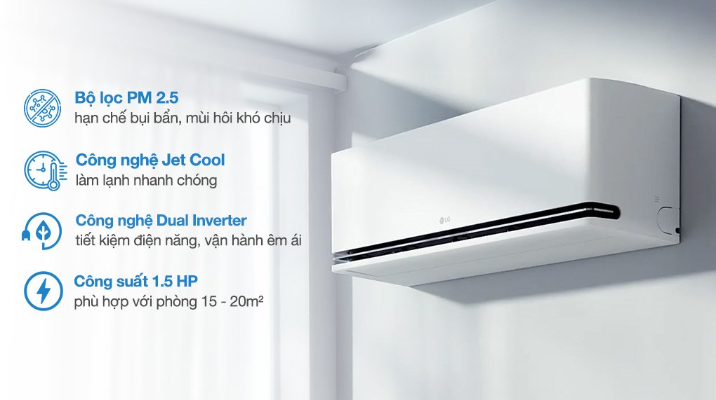 Máy lạnh 2 chiều LG Inverter 1.5 HP IDH12M1 Dual Inverter tích hợp UVnano diệt khuẩn và điều khiển qua Wifi
