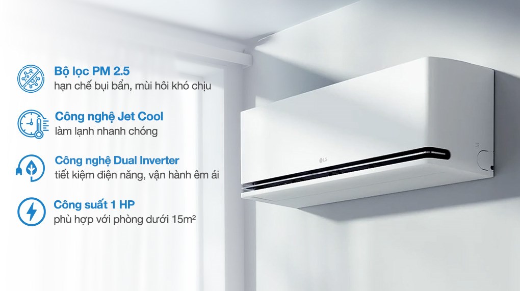 Máy lạnh 2 chiều LG Inverter 1 HP IDH09M1 cánh gió kép Dual Vane và quản lý điện năng AI