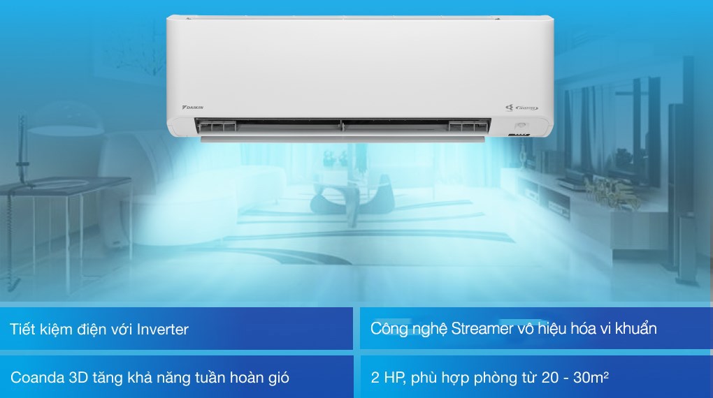 Máy lạnh Daikin 17700 BTU FTKY50WVMV tích hợp công nghệ Streamer diệt khuẩn và mắt thần thông minh