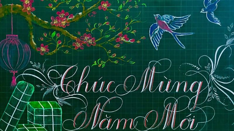 Vẽ bảng trang trí Tết đẹp